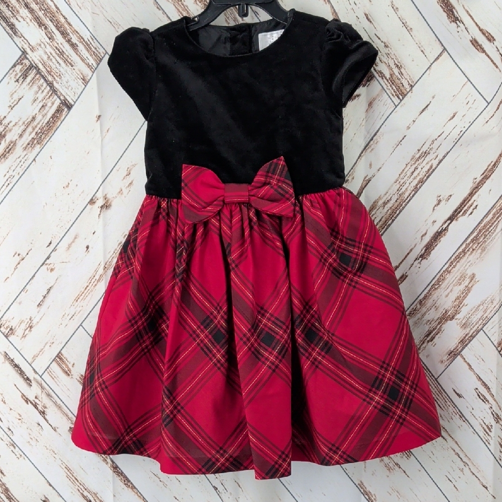 Gymboree‎ Dressed Up Black and Red Plaid Dress with Bow